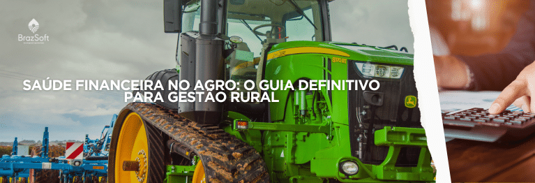 Máquina agrícola no campo, ao lado um produtor analisando os custos operacionais