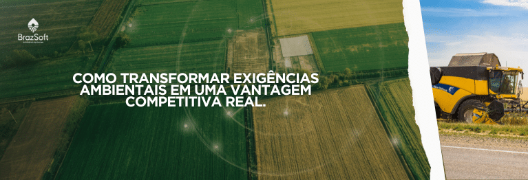 Vista aérea de fazenda sustentável com integração de tecnologia e preservação ambiental.